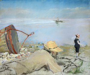 Henri Guerard se relaxant sur la plage