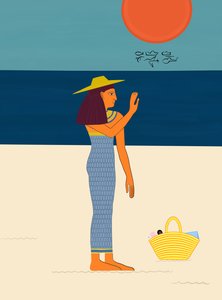 Journée à la plage avec des hiéroglyphes, vers 2020-24 (art numérique) - Evan Sklar