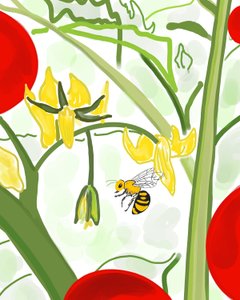 Abeille sur la vigne (art numérique) - Evan Sklar