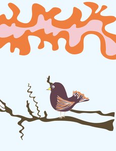Bird On Branch, 2015 (dessiné à la main sur un iPad avec un crayon Apple) - Evan Sklar