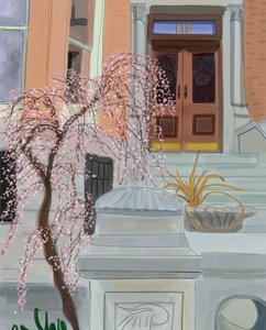 Cerisier en fleurs, Brooklyn, 2017 (dessiné à la main sur un iPad avec un crayon Apple).