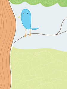 Blue Bird On Skinny branch, 2015 (dessiné à la main sur un iPad avec un crayon Apple) - Evan Sklar
