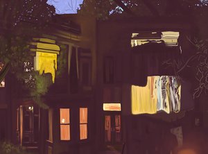 Brownstones at Night , c.2020-24 (digital art)