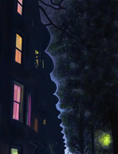 Le sommet des immeubles la nuit, Brooklyn (art numérique)