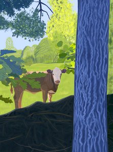 Vache dans un champ, 2025 (art numérique)