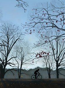 Cycliste, matin, Prospect Park (art numérique)