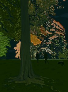 Dog Walk At Night (art numérique) - Evan Sklar