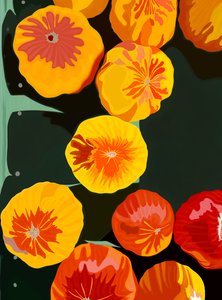 Onze tomates au marché de Brooklyn (art numérique) - Evan Sklar