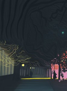 Trottoir, Prospect Park West, 6 heures du matin (art numérique) - Evan Sklar