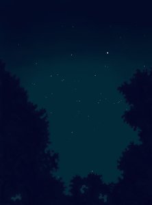 Étoiles dans le ciel la nuit et contour des arbres (art numérique) - Evan Sklar