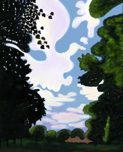Tente et ciel, Prospect Park 2018 (dessiné à la main sur un iPad avec un crayon Apple) - Evan Sklar