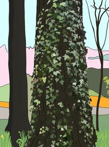 Arbre avec lierre (art numérique) - Evan Sklar