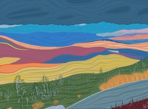 Vue des montagnes Catskill en automne (art numérique) - Evan Sklar