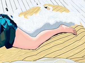 Femme et chien faisant la sieste (art numérique)