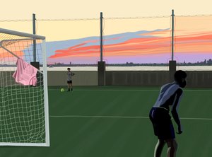 Football pour les jeunes au Brooklyn Bridge Park (art numérique) - Evan Sklar