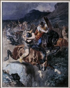 Combat de cavaliers francs - Evariste Vital Luminais
