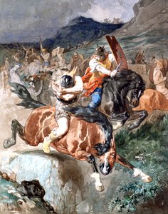 Combat des cavaliers, vers 1842-1896 - Evariste Vital Luminais
