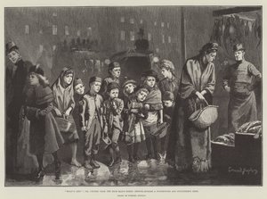 Ce qui reste; ou, des miettes de la table du riche, croquis devant une poissonnerie et une volaille - Everard Hopkins