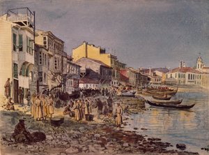 Soldats russes sur le quai à San Stefano, 1878 - Evgeni Kirillovich Makarov