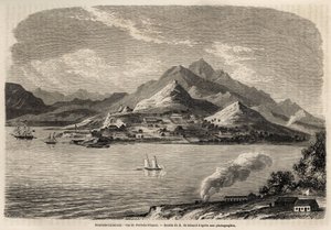 Vue du Port de France, Nouvelle-Calédonie, dessin d