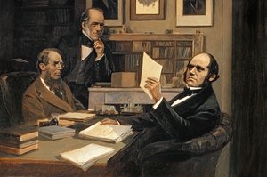 Joseph Hooker (1817-1911), Charles Lyell (1797-1875) et Charles Robert Darwin (1809-82) - Evstafieff