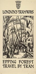 Epping Forest, voyage en tramway, affiche des tramways du London County Council LCC