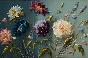 Œuvre florale antique abstraite