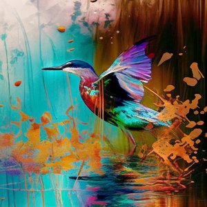 Oiseau abstrait, inspiration Claude Monet