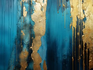 Abstrait or et bleu - F. Abderrahim