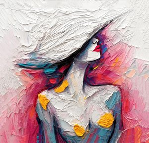 Portrait de dame à la mode en peinture à l