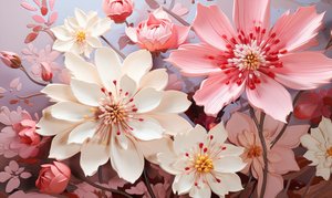 Peinture abstraite de fleurs roses et noires - F. Abderrahim
