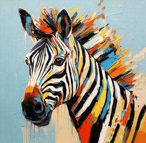 Portrait de zèbre animal de savane abstrait, peinture pleine couleur, art mural | Impressions sur toile