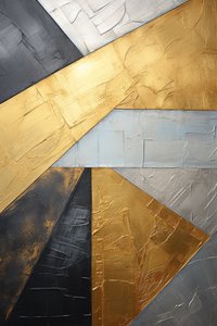 Peinture abstraite argent et or, toile verticale, décoration murale pour salon