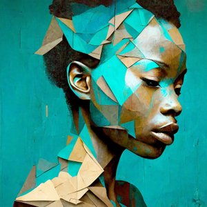 Portrait de fille africaine, effet triangles - F. Abderrahim