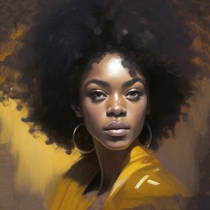 Portrait de Femme Africaine, cheveux ébouriffés