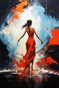 Peinture de fille dansante magnifique, vue de dos, impressions d