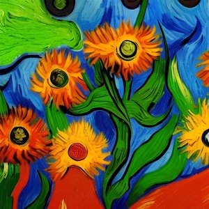 Peinture impressionniste de fleurs - F. Abderrahim