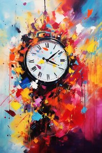 Horloge murale classique, peinture intemporelle sur toile