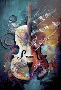 Peinture classique de violon avec coups de pinceau