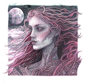 Portrait graphique de femme en ligne fine, impressions d