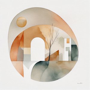 Composition abstraite de beaux-arts, esquisse aquarelle