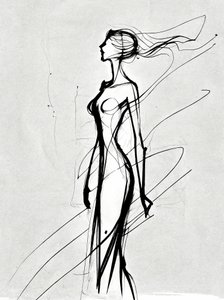 Silhouette de filles dessinée en ligne, minimaliste