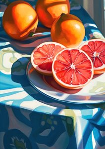 Tranches de pamplemousse, nature morte pour la cuisine