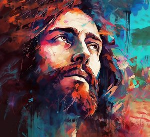 visage religieux de Jésus-Christ, peinture spirituelle chrétienne