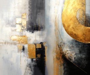 Peinture intuitive abstraite argent et or, impressions d