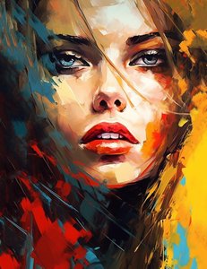 portrait de femme peinture impressionniste, idée de décoration murale - F. Abderrahim
