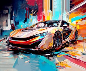 Peinture de voiture de course de luxe moderne et abstraite - F. Abderrahim