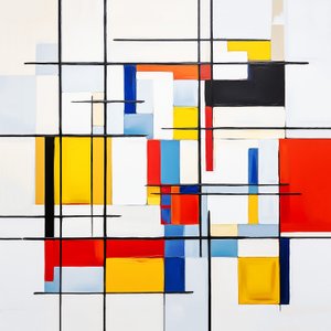 peinture abstraite style Piet Mondrian, idée de décoration murale - F. Abderrahim