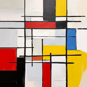 peinture abstraite style Piet Mondrian, idée de décoration murale