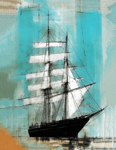 Peinture de navire audacieux, style Motherwell